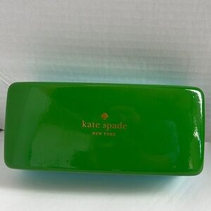 Kate Spade New York Clam-Shell Sunglasses Hard Case Teal Blue Green‎ Gold Large